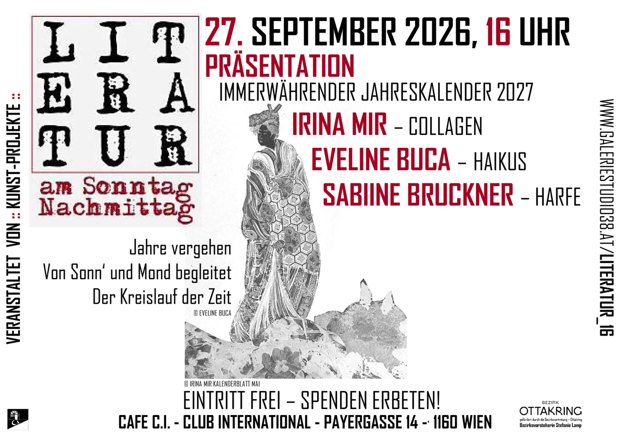 Kalenderpräsentation mit Kunst, Literatur und Musik!