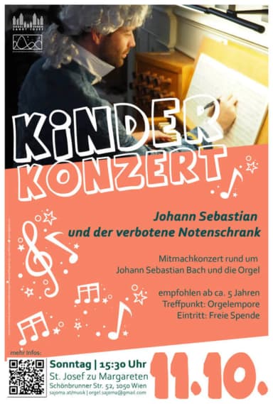 Kinderkonzert "Johann Sebastian und der verbotene Notenschrank" - Familie & Kinder in Pfarrkirche St. Josef zu Margareten, wien